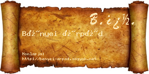 Bényei Árpád névjegykártya